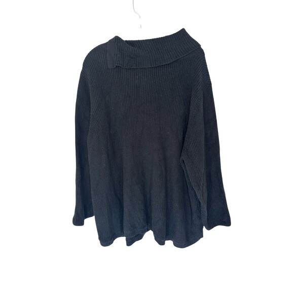 Talbots Woman Petites Plus Sweater Black Cable Knit Turtleneck Size 3X Petite - Picture 9 of 12